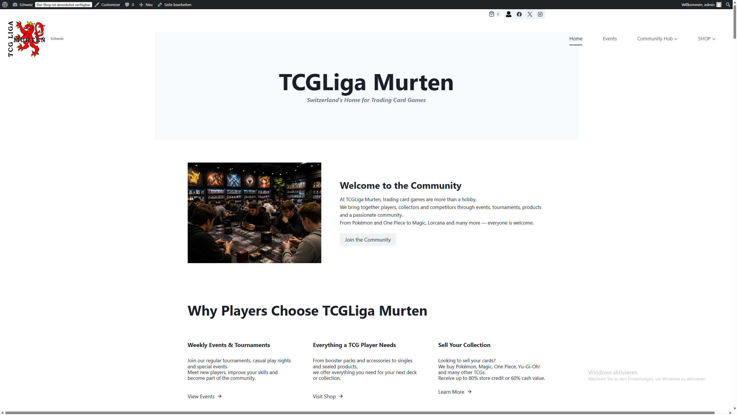 TCG Liga Murten Website Screenshot