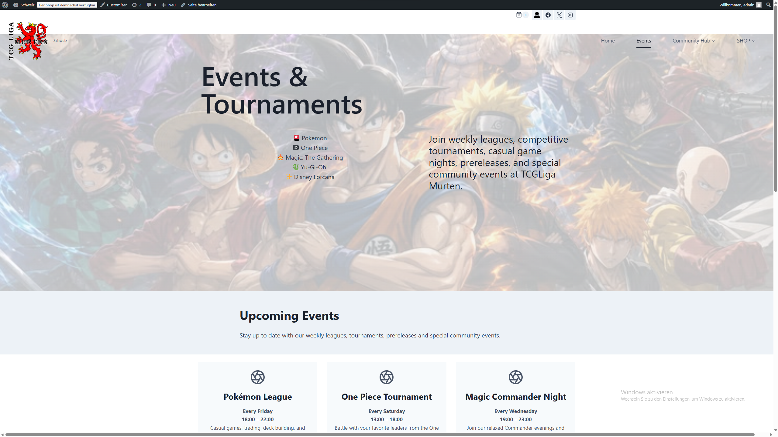 TCG Liga Murten Website Detailansicht